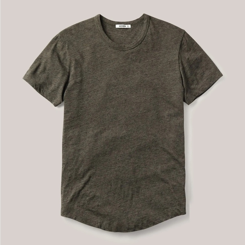 Buck Mason Olive Vintage Tri-Blend Curved Hem Tee